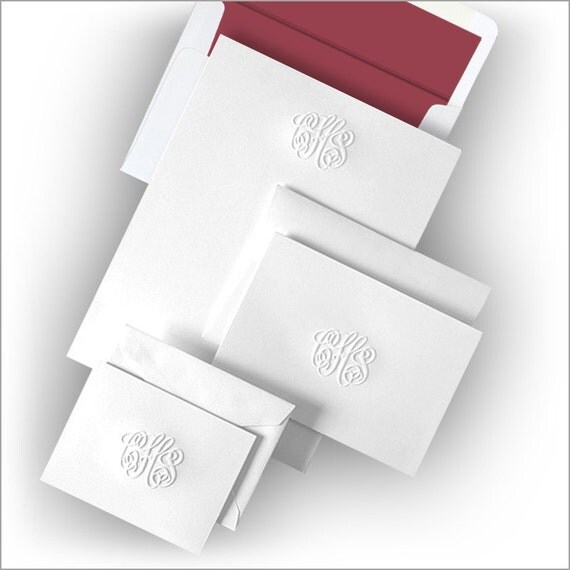 Personalized Elegant Embossed Monogram Stationery Set 300
