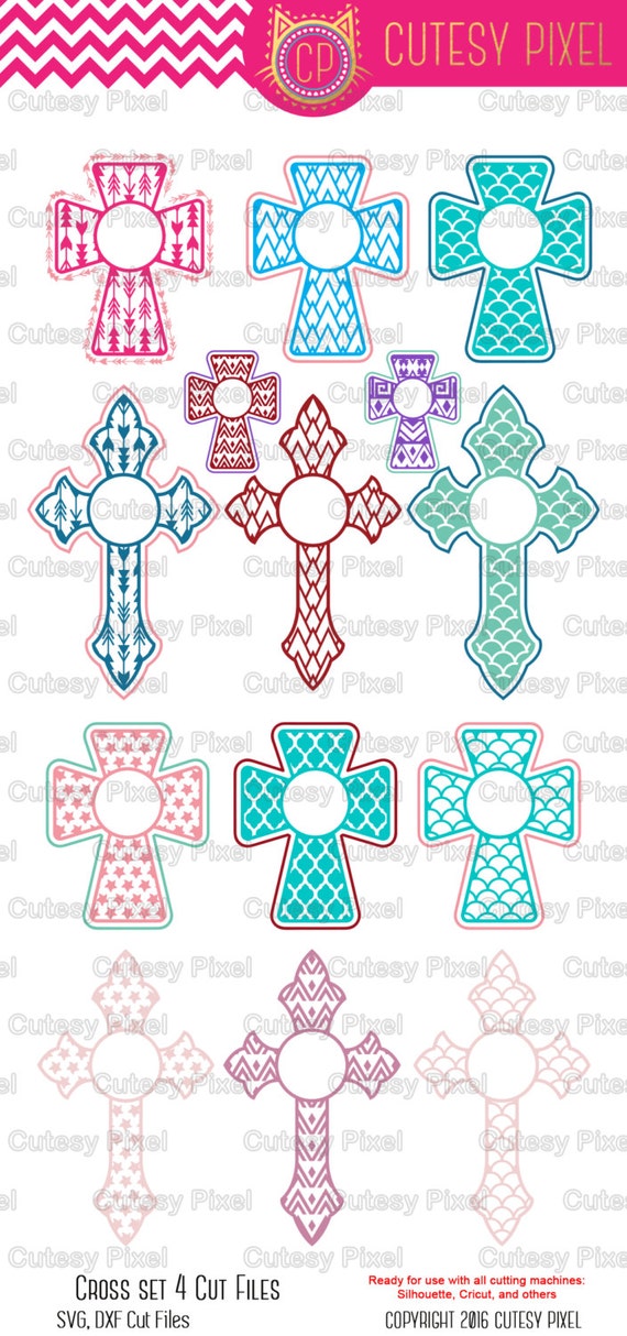 Download Cross Designs set 4 Monogram Frames Svg cutting file, cricut Cross Designs SVG, DXF, Cricut ...