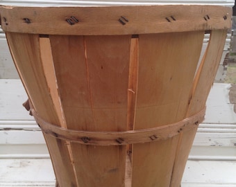 vintage orchard basket, wooden basket, splint wood basket
