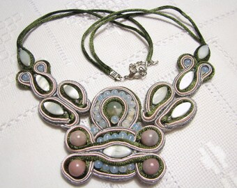 Green necklace Gemstone necklace Mother gift Statement necklace Jade stone necklace Elegant necklace Moonstone necklace Unusual necklace