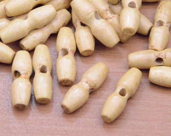 20pcs 30x10mm Toggle Wooden Buttons,wooden button, Light Brown Finish, Wood Toggle Button
