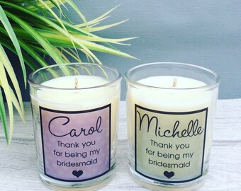 Bridesmaid Gift, Thank You For Being My Bridesmaid, Maid of Honour Gift, Personalised bridesmaid candle, Custom bridesmaid gift, Wedding