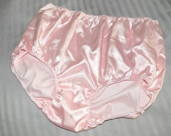 BIG Soft satin panties in baby pink, lace free sissy wear, waist to 36", Sissy Lingerie