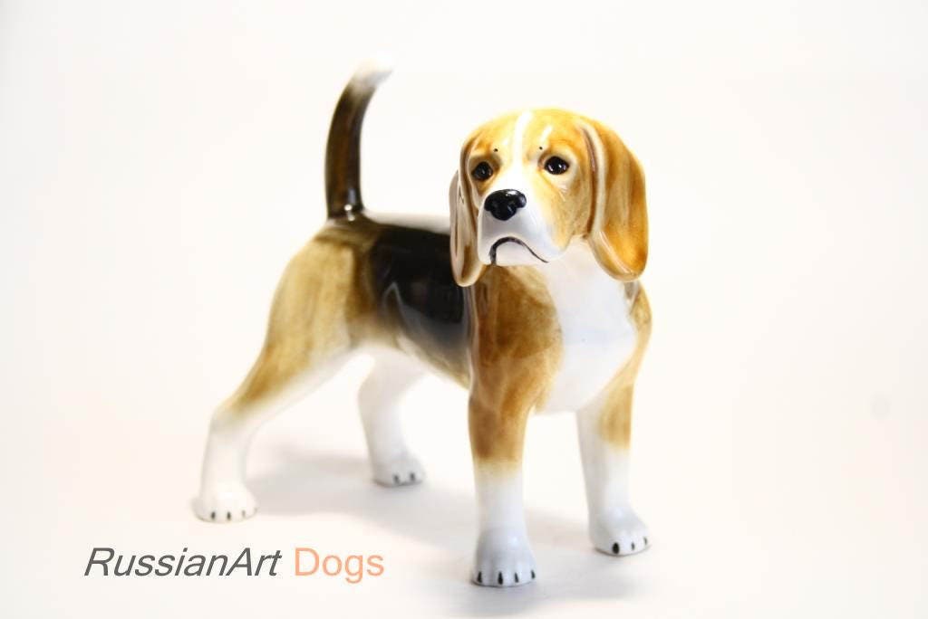 Beagle hound dog ceramic figurine handmade statue