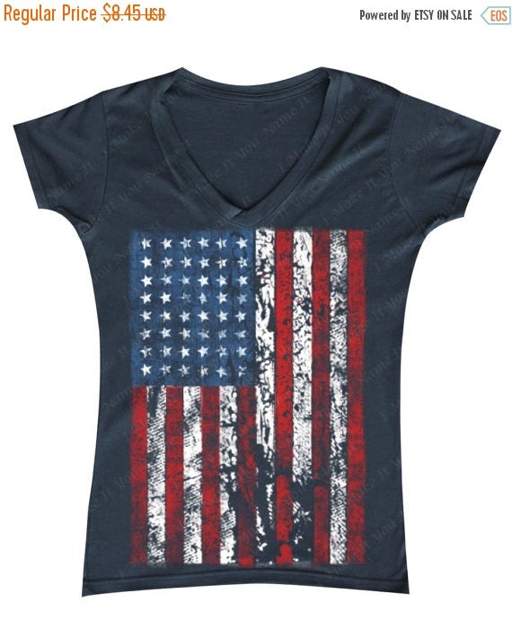 ON SALE 20% Distressed American Flag Ladies' by IMakeItYouNameIt