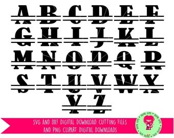Split Letter Alphabet SVG / DXF Cutting Files For Cricut Explore / Silhouette Cameo & PNG Clipart, Digital Download, Commercial Use Ok