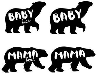Mama Bear Baby Bear SVG Clipart DXF Vector Mother's Day Mama Baby Bear Cricut SIlhouette Cameo