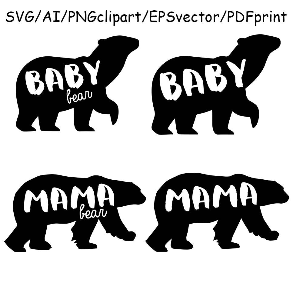 Download Mama Bear Baby Bear SVG Clipart DXF Vector Mother's Day Mama Baby Bear Cricut SIlhouette Cameo ...