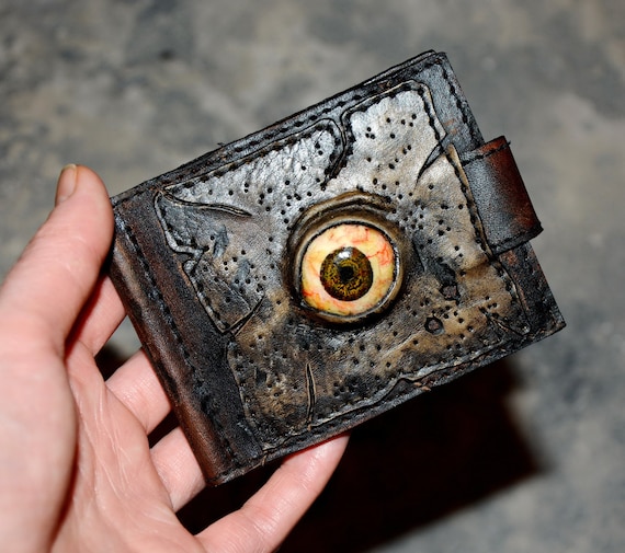 Zombie eye - Money Clips Leather wallet Fangs Demon Eye Steampunk Horror Eye Mutation Mad Max Necronomicon Horror Ritual Shaman Totem Corpse by FamilySkinersStyle steampunk buy now online