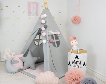 Childrens teepee, playtent, tipi, zelt, wigwam, kids teepee, tent, play teepee, TEEPEE WITH MAT- Fig Princess