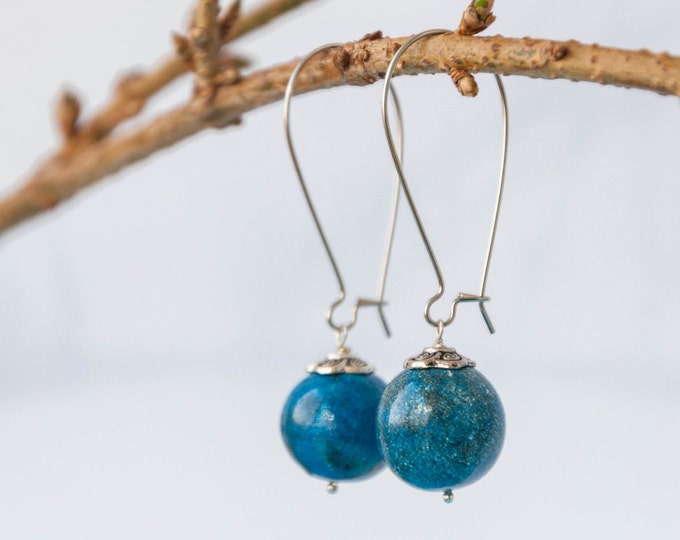 Celestial earrings, Long blue earrings for wedding, Science earrings, Blue dangle earrings, Polymer clay earrings, Blue wedding earrings