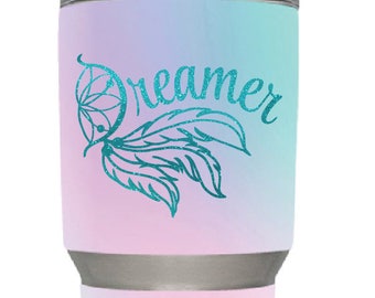 Dream Catcher Decal, Dreamer Yeti Decal, Glitter Vinyl Decal, Dream Decal, Dream Catcher Sticker, Car Decal, Yeti Decal, MaBook Decal