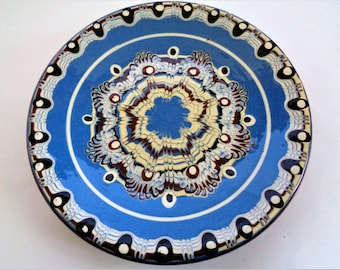Blue Serving Plate, Ceramic plate, Traditional Bulgarian Ceramic Plate, Bulgarian Pottery, Stoneware Pottery, Serving Baking Dish
