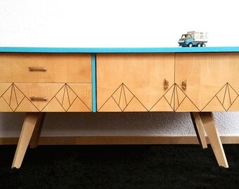 Small row revamped vintage blue and wood