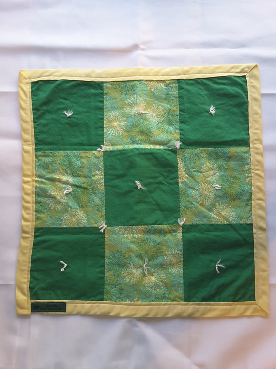 Mini Baby Quilt Flannel with No Batting Lt Yellow Green