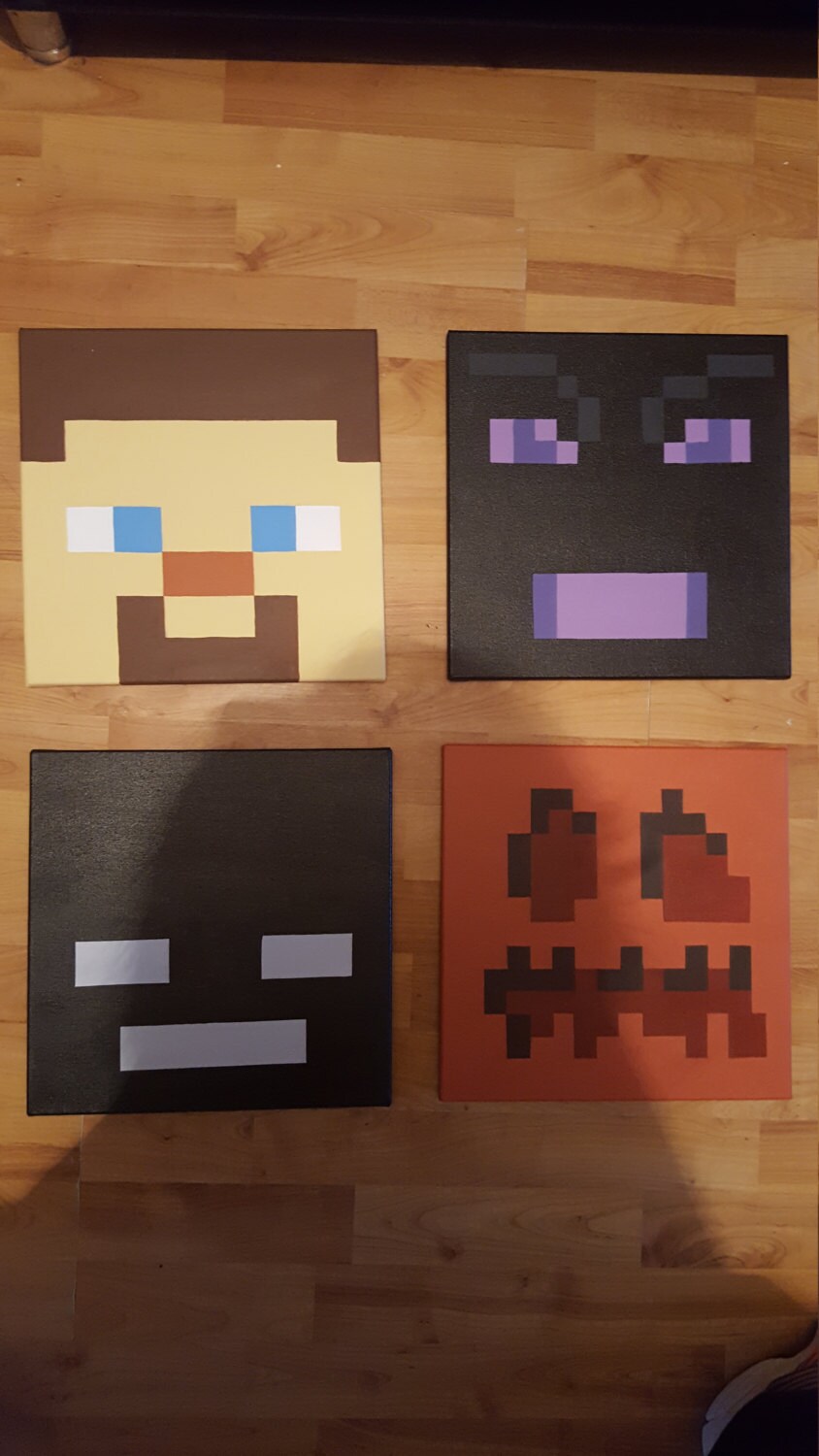 Minecraft set of 4 large. Minecraft wall art.
