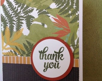 Handmade card- thank you card- ferns-grateful-blank card