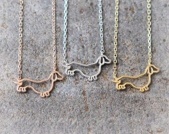 Dachshund Necklace, Wiener dog necklace, Dog lover necklace, Silver Dachshund Jewelry, Gold Dachshund Necklace, Doxie necklace