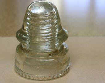 Insulator Hemingray No 19 Clear Glass Insulator CD 163 Double Petticoat Side Groove 38 Three Dots 21 Very Good Vintage Condition