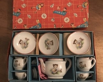 RARE Play Toy Tea Set Porcelain 17 Piece with Original Box No 1001/6362B