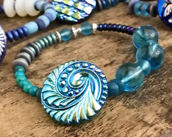 Gypsy bracelet - tuquoise color jeweley - beach jewelry - beaded bracelets - charm bracelets - gypsy bangles - gypsy jewelry