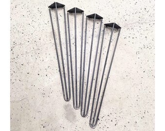 Set of 4 Bar, Kitchen Island or Counter Height Hairpin Legs | Raw Steel Black White Golden (Gold) | High Table Legs Tall Legs Counter Legs