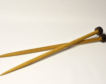 Large Knitting Needles US Size 19 15 mm 19 inches long Pair Made of Red Oak and Walnut for Super Chunky Yarn Fast Fun Knit Projects Decor