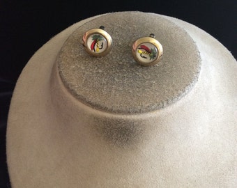 Vintage Pair Of Mens Ducks Under Glass Cuff Links