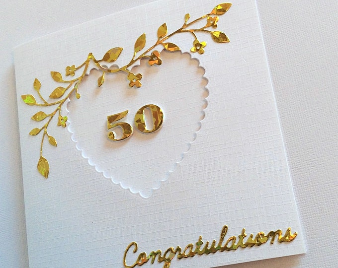 Golden Wedding Anniversary, 50th Anniversary Card, Wife Anniversary, Husband Anniversary, Anniversary Congrats, Blank Anniversary Card