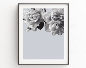 Flower Art, Flower Art Print, Gallery Wall Print, Wall Poster, Botanical Wall Print, Minimal Flower Wall Print, Gray Wall Decor, Printable