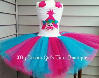 Princess Poppy trolls dress, trolls tutu dress, Poppy troll dress, troll birthday party outfit, trolls tutu, Poppy trolls birthday outfit