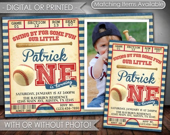 Baseball Invitation, Baseball Birthday Invitation, Baseball Invite, Baseball Birthday Party Invitation, Digital File or Printed, #545