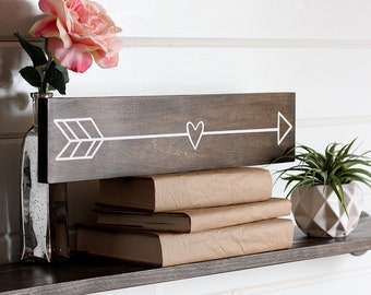 Wooden Arrows, Valentines Day Wood Sign, Woodland Nursery Decor, Nursery Wall Art, Wood Arrow Decor, Woodland Decor, 20" x 4"