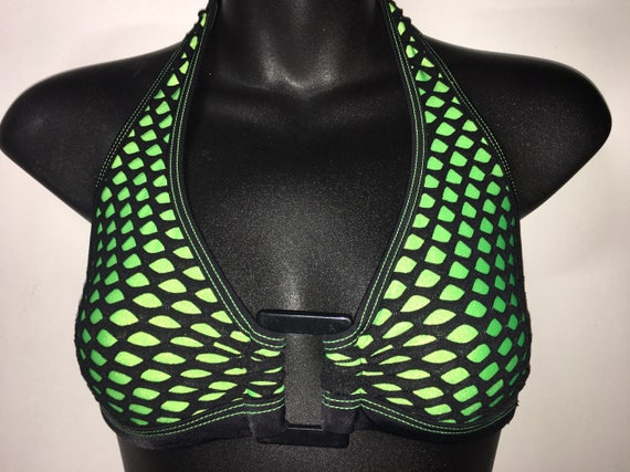 ONEof aKIND *** MissManeater VANDALIZE buckle front fixed thick bind long halter top *** MAX coverage!