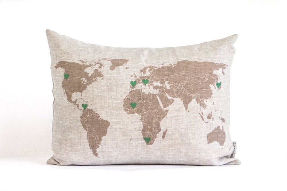 Personalized Map Pillow, World Map Pillow, Long Distance Relationship, Gift for Him, Gift For Her, Long Distance Relationship