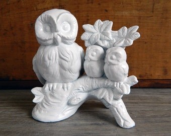 Vintage Owl Figurine, Vintage Owl Statue, Modern Owl Statue, White Owl Figurine, Ceramic Owl