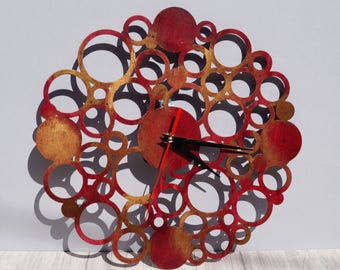Wall clock Bubbles wood clock unique wall clock handmade clock wooden wall clock wall clocks home decor art clock original clock gift purple