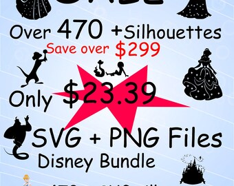 Disney princess silhouette SVG, svg bundle, clipart / disney princess / 470 silhouette / PNG formats / vector high quality bundle /offer