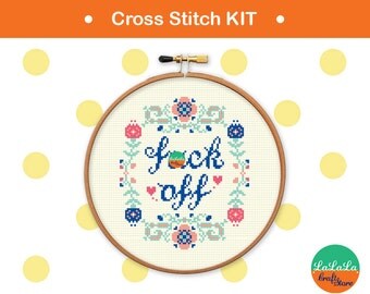 Cross stitch KITs mature cross stitch Funny cross stitch Modern cross stitch Swear words Embroidery kit adult cross stitch DIY kits F*CK off