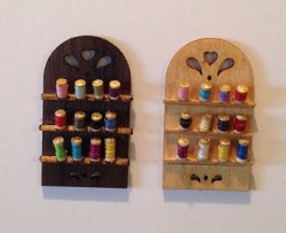 Dollhouse Miniature Thread spool wall rack kit