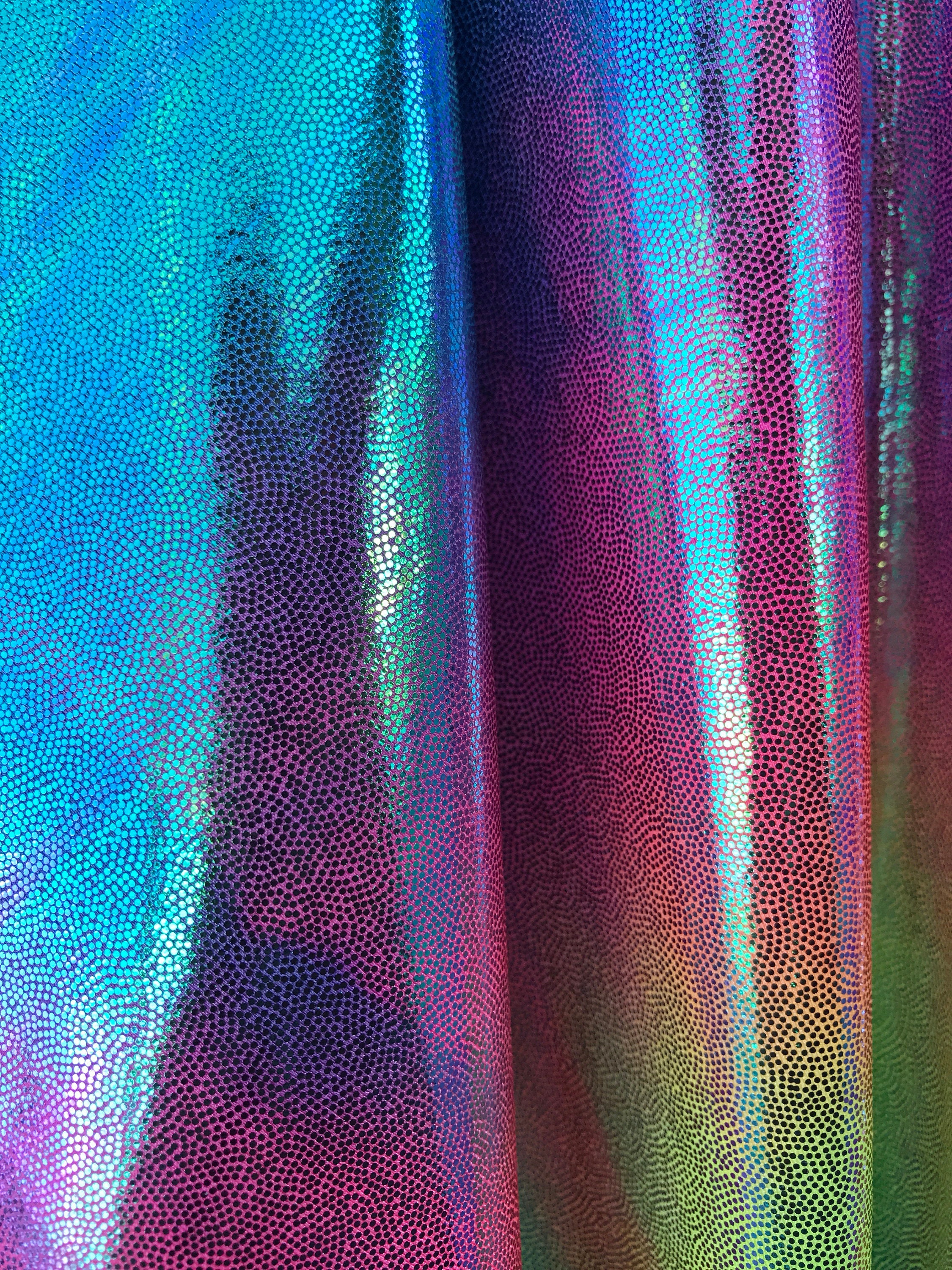 4 Way Stretch foggy foil tye dye Rainbow Nylon Spandex Fabric sold by