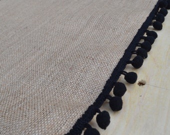 Pom Pom and Burlap Table Runner