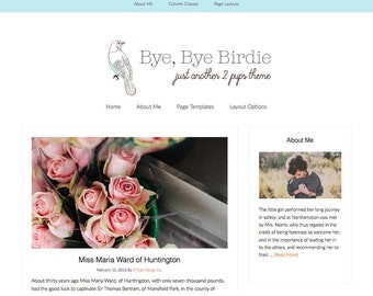 Feminine Wordpress Theme, Blue Responsive Blog Theme, Minimalist Blog design