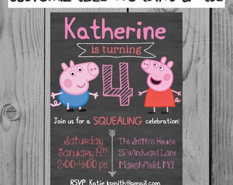 Custom Peppa Pig Birthday Invitation Peppa Pig Party Girl Birthday Peppa Pig Birthday Personalized Peppa Pig Invitation