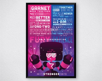 Garnet Made of Love Stronger than You Song Lyrics Poster | Steven Universe Crystal Gems Cartoon Quote Poster Fan Gift