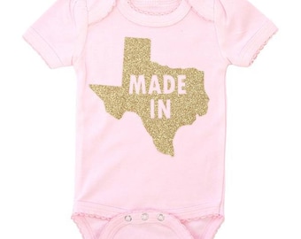 Made In Texas | Pink BodySuit with Gold Glitter