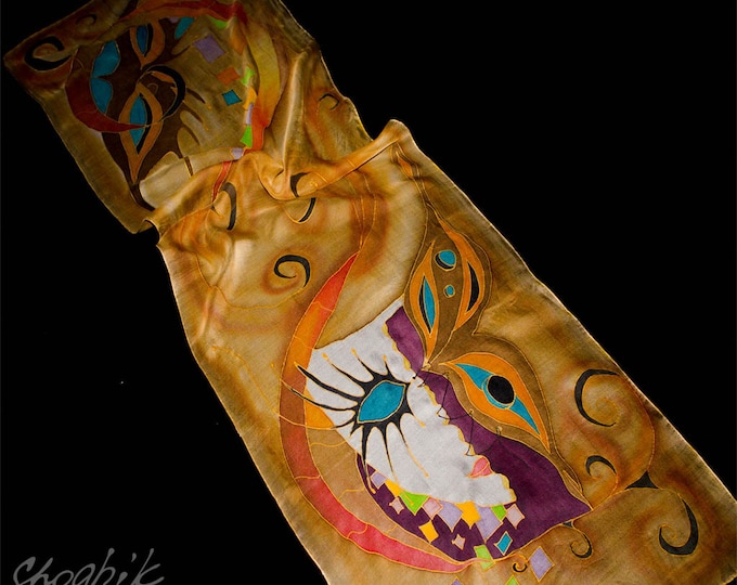 Armenian Handmade Gift – Batik Silk Scarf – Mask – Author Work