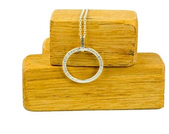 Hammered Polished Silver Circle Pendant