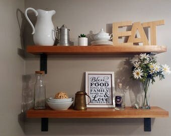 L-Shaped Shelf Brackets made from bare steel, set of 2, raw metal, open shelf