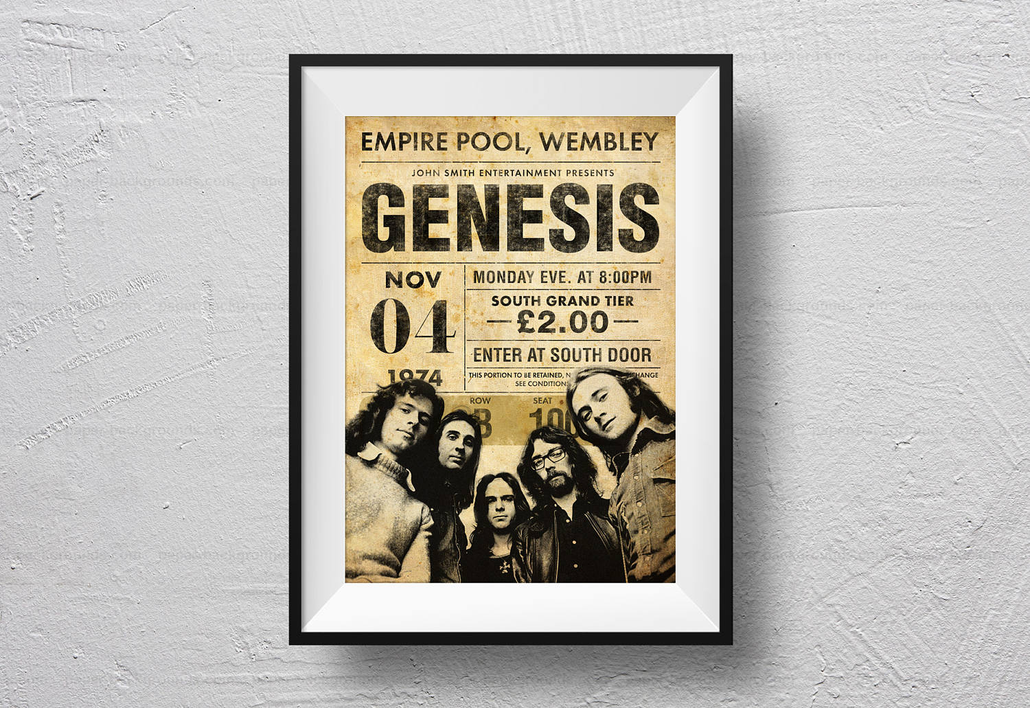 Genesis Poster Genesis concert print Genesis live 1974
